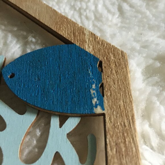 Two Wooden Die Cut Rustic Coastal Décor Wall Hangings - Picture 10 of 15